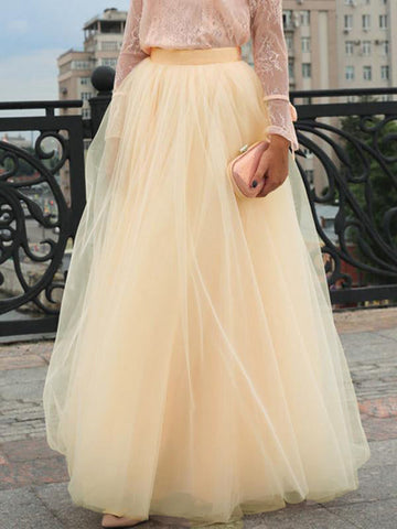 Airchics jupe longue bouffante tutu tulle élégant femme rose pale